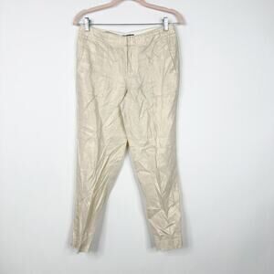 2/$30 J. Crew Linen Garden Pants High Rise Ivory Bronze Metallic 0 #8412